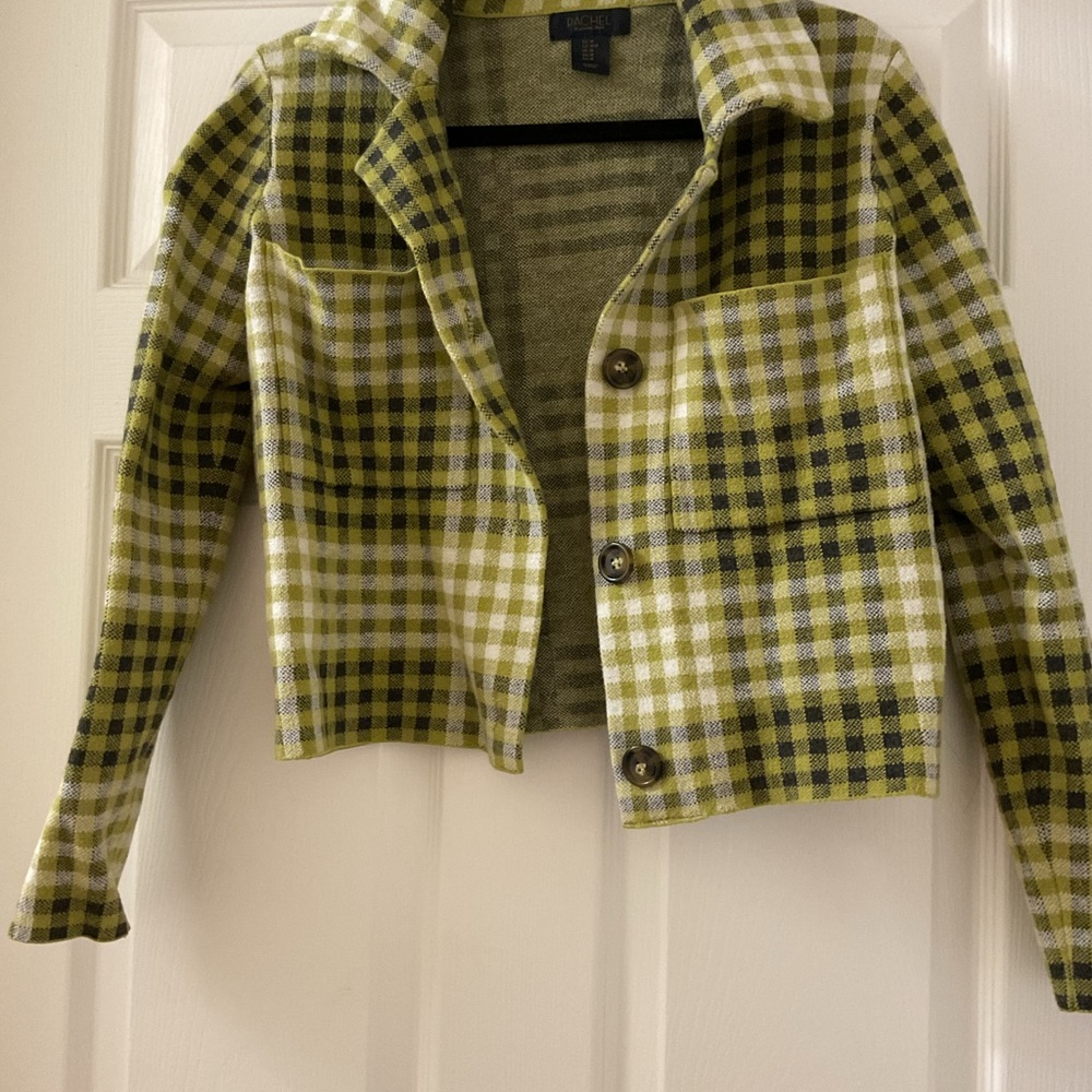 Rachel Zoe Green and Black Plaid Blazer